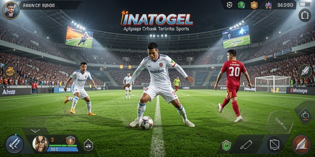 Tangkapan layar utama INATOGEL menampilkan antarmuka aplikasi olahraga yang menarik.
