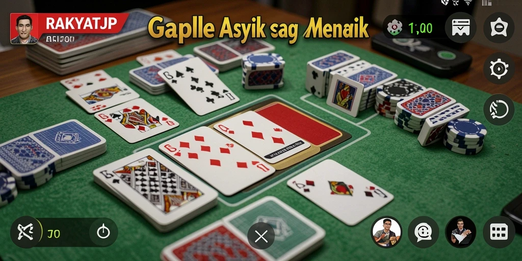 Tampilan screenshot RAKYATJP yang mendemonstrasikan gameplay Gaple yang seru.