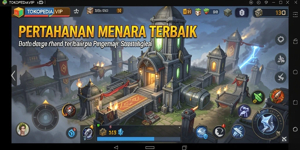 Gameplay seru dari TOKOPEDIAVIP dalam pertahanan menara.