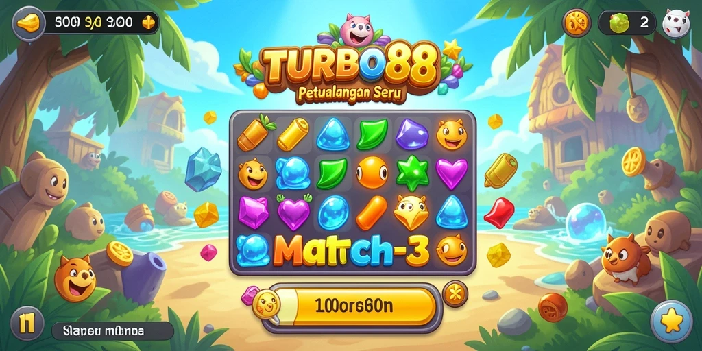 Tampilan gameplay TURBO88 yang penuh warna dan menyenangkan.